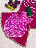 laheriya print moss chiffon fabric saree,with embroidery work saree.