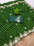 laheriya print georgette fabric embroidered saree