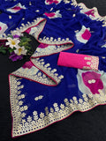 Trending Gota Patti work multicolour gola style print saree.