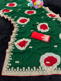 Trending Gota Patti work multicolour gola style print saree.