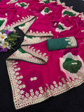 Trending Gota Patti work multicolour gola style print saree.