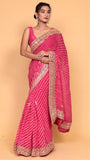 Buy Soft Light Pink Chiffon Saree with Gota Patti, Mothra work.