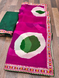 Georgette Designer Saree with Large Floral Print & Embroidered Lace Border
