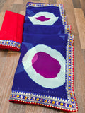 Georgette Designer Saree with Large Floral Print & Embroidered Lace Border