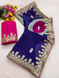 Trending Gota Patti work multicolour gola style print saree.