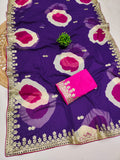 Trending Gota Patti work multicolour gola style print saree.