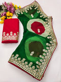 Trending Gota Patti work multicolour gola style print saree.