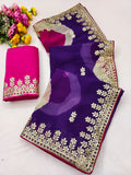 Trending Gota Patti work multicolour gola style print saree.