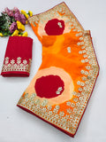 Trending Gota Patti work multicolour gola style print saree.