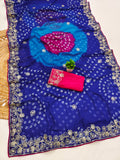 pitta work bandhani print georgette saree