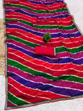 pure chiffon fabric sawan special laheriya print saree with embroidery work lace border.