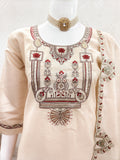 kurti pant dupatta set with embroidery work