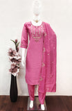 kurti pant dupatta set with embroidery work