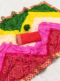 Laheriya print georgette fabric saree with original Gota Patti work lace border.with blouse.
