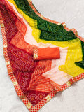 Laheriya print georgette fabric saree with original Gota Patti work lace border.with blouse.