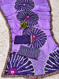 Pure Moss Chiffon Printed Saree with Premium Embroidered Lace Border & Dual Blouse