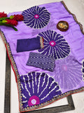 Pure Moss Chiffon Printed Saree with Premium Embroidered Lace Border & Dual Blouse