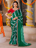 chiffon fabric laheriya print saree with embroidered lace border with heavy banglori silk blouse.