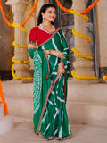chiffon fabric laheriya print saree with embroidered lace border with heavy banglori silk blouse.