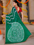 chiffon fabric laheriya print saree with embroidered lace border with heavy banglori silk blouse.