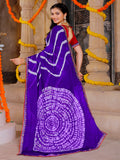 chiffon fabric laheriya print saree with embroidered lace border with heavy banglori silk blouse.