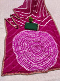 laheriya print moss chiffon fabric saree,with embroidery work saree.