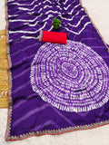 laheriya print moss chiffon fabric saree,with embroidery work saree.