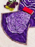 laheriya print moss chiffon fabric saree,with embroidery work saree.