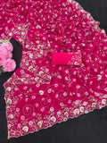 pitta embroidery work coin design mill print saree with embroidered blouse
