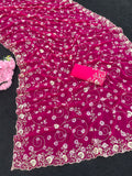 pitta embroidery work coin design mill print saree with embroidered blouse