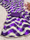 laheriya print georgette fabric with beads design lace border saree with heavy banglori silk blouse.