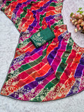 Laheriya print soft georgette fabric saree with beautiful embroidery work design with embroidered blouse