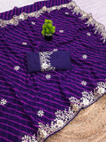 laheriya print georgette fabric embroidered saree