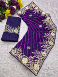 laheriya print georgette fabric embroidered saree