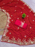 laheriya print georgette fabric embroidered saree