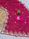 laheriya print georgette fabric embroidered saree