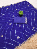Laheriya print saree with beads embroidery work with embroidered blouse.