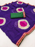 Georgette Designer Saree with Large Floral Print & Embroidered Lace Border