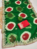 Trending Gota Patti work multicolour gola style print saree.