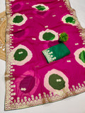 Trending Gota Patti work multicolour gola style print saree.