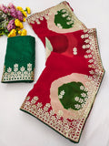 Trending Gota Patti work multicolour gola style print saree.