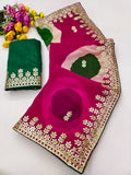 Trending Gota Patti work multicolour gola style print saree.