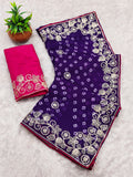 pitta work bandhani print georgette saree