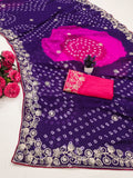 pitta work bandhani print georgette saree