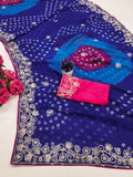 pitta work bandhani print georgette saree