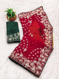 pitta work bandhani print georgette saree