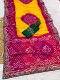 Georgette fabric embroidery pitta work saree with embroidered blouse.