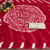 CHIFFON LAHERIYA PRINT SAREE WITH PRINTED BLOUSE