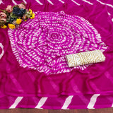 CHIFFON LAHERIYA PRINT SAREE WITH PRINTED BLOUSE