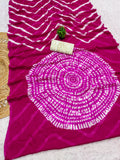 CHIFFON LAHERIYA PRINT SAREE WITH PRINTED BLOUSE